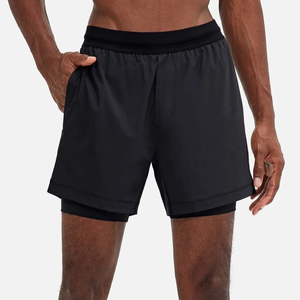 กางเกงขาสั้นผ้าฝ้าย100% สำหรับผู้ชายกางเกงขาสั้นสำหรับใส่วิ่งยิม2 in 1พิมพ์โลโก้ได้ตามต้องการ - Product Image 4