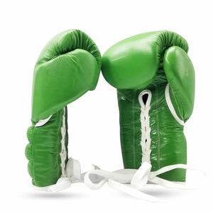 Custom OEM High Quality Boxing <b>Gloves</b> PU Material <b>Green</b> Lace Training Adjustable Hook & Loop Closure Adult Use - Product Image 5