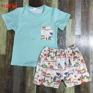 Neuankömmling Milk Silk Boys Kleidung Western Sunset und Horses Bedruckte Kurzarm mit Shorts <span class=keywords><strong>2</strong></span>-teilige Sets für Jungen - Product Image 4