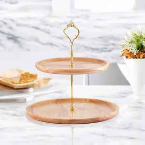 Exhibidor de Pasteles de Madera de 2 Niveles Más Vendido, Precio Razonable, Molde de Resina Epoxi para Decoración de Mesa en el Hogar, Cocina y Eventos de Boda - Product Image 1