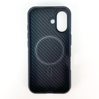 Funda de Teléfono Ultrafina de Fibra de Carbono Negra de Lujo para 18 17 16 Pro Max, Protección 360, Compatible con Carga Inalámbrica Magnética