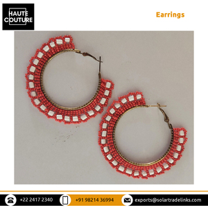 Aros de cuentas de ropa de playa informal para mujer con pendientes de cuentas de tambor pequeños y grandes de proveedor de origen indio - Product Image 3
