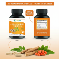 Capsules d'Ashwagandha Pures OEM/ODM - Supplément Herbal en Gros pour le Soutien du Cortisol, Soulagement du Stress et Équilibre Hormonal pour Adultes