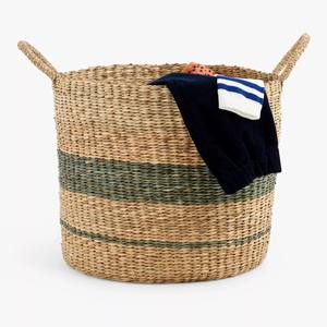 TienPhong gros rond jonc de mer panier à linge multifonctionnel sculpté Design tissé à la main dans des vêtements de salle de bain naturels/sauge - Product Image 2