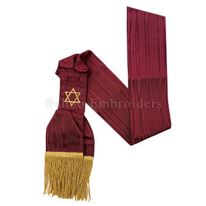 MASONCI REGALIA ORDEN DE MONITOR SECRETO GRAND SASH CON BORDADO HECHO A MANO Y CINTA LISA MAROON - Product Image 2