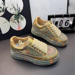 2024, zapatillas gruesas de alta calidad para mujer, moda informal, estilos para caminar, forro de cuero genuino, tela con cierre de cordones, parte superior - Product Image 1