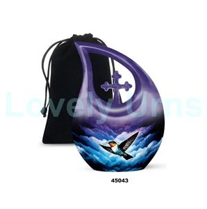Venta caliente azul lágrima colibrí cremación urna para adultos para cenizas humanas urna cruzada decorativa con bolsa de terciopelo gratis - Product Image 4