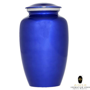 Urne funéraire bleue écologique et durable pour adulte, capacité de 220 pouces cubes, avec sac en velours - Product Image 1