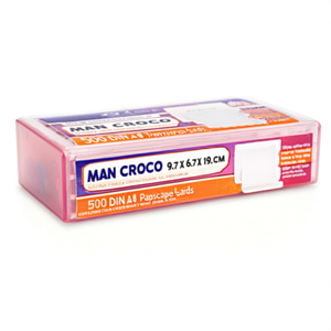 กล่องใส่การ์ดอินเด็กซ์ HAN CROCO ขนาด 9.7 x 6.7 x 19.1 ซม. ทำจากโพลีโพรพิลีน สีชมพูโปร่งแสง บรรจุการ์ด DIN A8 แนวนอน 500 ใบ พร้อมแผ่นรอง 5 แผ่น - Product Image 2