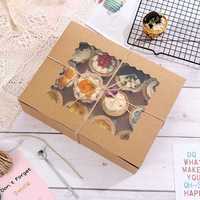 Petite mini boîte à gâteau de luxe avec logo personnalisé Papier kraft personnalisé avec insertion dans une fenêtre transparente Emballage de cupcake en relief