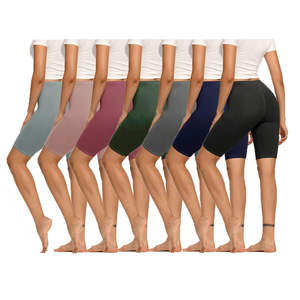 Shorts de yoga pour femmes de haute qualité, respirants, en spandex, à taille haute, élastiques, à motifs tendance, style décontracté, pour le cyclisme et l'entraînement - Product Image 6
