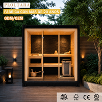 Sauna électrique modulaire moderne PLOUTARA en bois de pruche avec cadre en verre trempé, design écologique pour usage extérieur, centres de bien-être