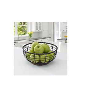 Corbeille à fruits en fer vintage solide et artistique avec ferronnerie incurvée durable et finition noire de ferme pour les cuisines - Product Image 3