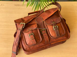New Handmade Genuine Goat <b>Leather</b> Shoulder Satchel Messenger Bag Business Laptop Office <b>Briefcase</b> Crossbody Bag for Professional - Product Image 3