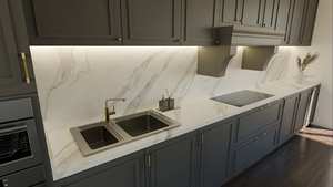 แผ่นควอตซ์พิมพ์ลาย Tikal สำหรับเคาน์เตอร์ครัวและท็อปโต๊ะเครื่องแป้ง หนา 2 ซม. 3 ซม. ขัดเงา หินสำเร็จรูปสำหรับงานก่อสร้าง - Product Image 3