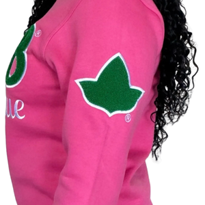 1908 Ivy League Chenille sudadera rosa pulóver suave algodón Premium hermandad griega bordado cuello redondo ropa - Product Image 5