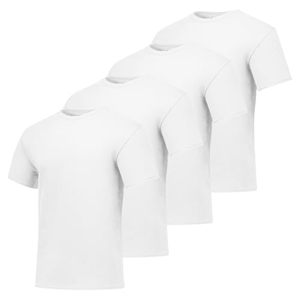 T-shirt uni blanc à manches courtes pour homme, 100 % coton, coupe classique, col rond, jersey tricoté, couleur unie - Product Image 1