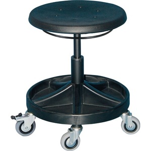 <b>Adjustable</b> <b>Height</b> Swivel <b>Stool</b> with Casters Black PU Foam Seat 400-530mm LOTZ - Product Image 1