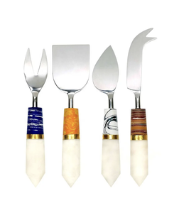 Ensemble de couteaux à beurre en acier inoxydable plaqué or royal avec manche en osier Ensemble de coupe-beurre Épandeur Outil de coupe de fromage personnalisé - Product Image 4