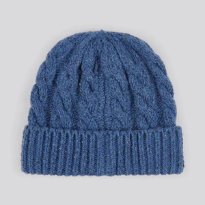 New Arrival Knit Cable Pattern Warm Adjustable Blue & <b>Navy</b> Beanies <b>Caps</b> For <b>Men</b> & Women Stretchable Athletic Beanies <b>Caps</b> - Product Image 2
