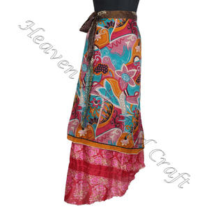 Nouvelles jupes licou sarong bohème magique jupe portefeuille Vintage soie Sari réversible sari wrap jupe/filles sarong/multi-way wear - Product Image 4