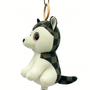Llavero de Peluche Personalizado de Perro Husky Adorable, Mini Colgante de Animal de Peluche con Patrón a Cuadros Blanco y Negro, 51cm-99cm, Adorno para Mochila PP - Product Image 4