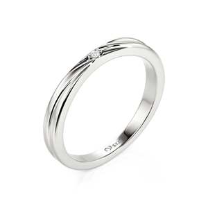 Anillo de boda Jeulia para hombre de oro amarillo de 10 quilates con diseño de ondas y acento de piedra de corte único - Product Image 2