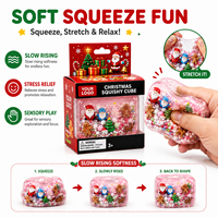 Caja de Regalo Transparente Personalizada con Cubos de Espuma Rellenos de Cuentas, Juguetes Antiestrés de Santa, Muñeco de Nieve y Reno para Navidad