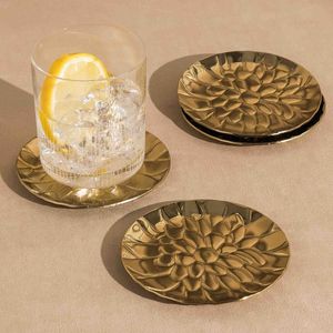 Modern Irregular Gold Metal Luxury Handmade Coaster <b>Matte</b> Finish for Home & <b>Table</b> Decor - Product Image 2