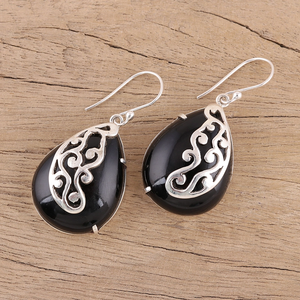 ต่างหูพลอยโอนิกซ์สีดำ925ต่างหูห้อยทำด้วยมือเงินสเตอร์ลิงของขวัญวันเกิดเครื่องประดับขายส่งจำนวนมาก - Product Image 3