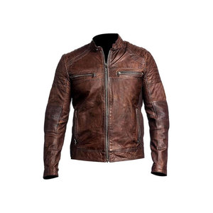 แจ็กเก็ตหนังแท้สำหรับผู้ชายเสื้อผ้าลำลองมีซิปเต็ม - Product Image 1