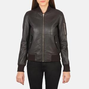 Blouson aviateur en cuir marron véritable, vêtement d'extérieur rembourré en coton, fermeture éclair, respirant, logo personnalisé, mode automne-hiver, créateur - Product Image 3