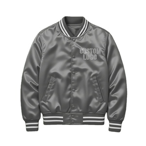 Chaqueta Varsity Personalizada de Nailon Satinado con Botones a Presión, Chaqueta Bomber Estilo Letterman, Chaqueta Letterman Personalizada Unisex al por Mayor para Hombre - Product Image 2