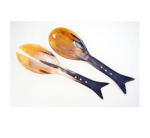 Servidor de ensalada de cuerno de fiesta mango de madera cena cuchara tenedor cuchillo para Decoración de mesa elegante Servidor de ensalada - Product Image 4