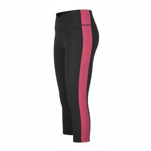 กางเกงโยคะเอวสูงทรงแคปรีสำหรับผู้หญิง ลายแถบข้างตัดกัน กางเกงออกกำลังกาย - Product Image 3