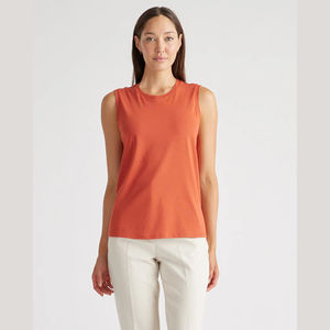 Top de Yoga de calidad Premium de talla grande para mujer, gimnasio de camiseta sin mangas de entrenamiento de fibra de bambú/algodón transpirable, patrón sólido de punto con OEM - Product Image 3