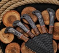 Ensemble de couteaux de chef en acier D2 forgé à la main, 5 pièces, manche en bois ambidextre, tranchant, cadeau personnalisé pour la fête des pères