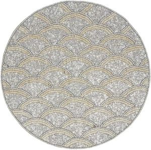 Scallop <b>Placemat</b> for Home Family Gatherings Banquets Weddings & Special Occasions-Handmade Gold Glass <b>Beaded</b> Table Mat - Product Image 6