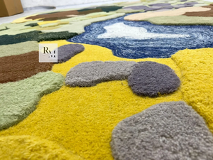 พรมปูพื้นขนปุยหญ้าหลากสีขนาดใหญ่หลากสีสำหรับฤดูใบไม้ผลิ3D พรมขนนุ่มพรมขนแกะสำหรับบ้านรูปทรงที่ไม่สม่ำเสมอสำหรับคอทเทจ - Product Image 3