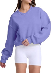 Women's Casual Long Sleeve Crew Neck Letter Print Crop Top Sweatshirt customize fashion sweatshirts women streetwear cropped top - Product Image 6