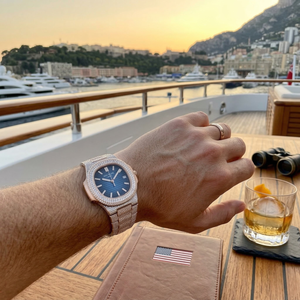 Reloj de Lujo para Hombre, Dos Tonos en Oro, con Moissanita, Totalmente Incrustado, Geométrico, para Regalo - Product Image 6