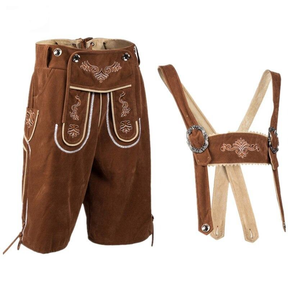 Pantalones cortos de cuero bávaro Lederhosen Pantalones cortos bávaros de lujo para hombre Pantalones de fiesta Oktoberfest - Product Image 1