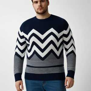 Pulls pour hommes en tricot personnalisé, grande taille, en jacquard solide, anti-boulochage, avec fermeture éclair, vente en gros, services OEM ODM, vente chaude - Product Image 4