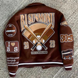 12-Vestes universitaires unisexes en laine et en cuir Blouson aviateur universitaire personnalisé avec logo Patch en chenille Vestes Letterman OEM - Product Image 3