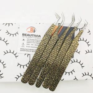 Pince à épiler d'extension de cils professionnelle en acier inoxydable de marque privée personnalisée pointes en fibre de volume pointu enduit de papier haut - Product Image 2