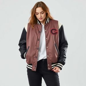 Chaqueta de béisbol universitaria personalizada bordado personalizado Chenille parche lana cuero Combo cálido Interior forro de poliéster - Product Image 3