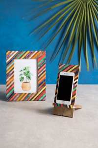 Wooden <b>Phone</b> <b>Stand</b> Holder <b>for</b> Desk <b>Charging</b> Station Dock <b>for</b> Cell <b>Phone</b> Boho <b>Stand</b> Colorful Wood Holder - Product Image 5