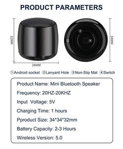 Altavoz Inalámbrico Compacto de Calidad de Exportación, Resistente al Agua IPX2, con Control Remoto, Compatible con Computadoras, Música Portátil - Product Image 6