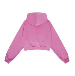 Sweat-shirt à capuche court en coton éponge avec logo personnalisé Design 3D en relief Sweats à capuche courts brodés Boxy pour femmes - Product Image 1