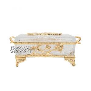 Boîte à mouchoirs rose dorée en laiton massif fait à la main - Product Image 2